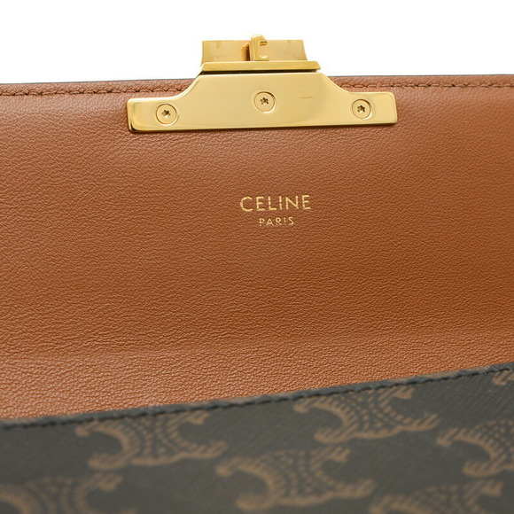 Celine Calf Shoulder Bag Triomphe Leather Claude Canvas Tan - Picture 5 of 7